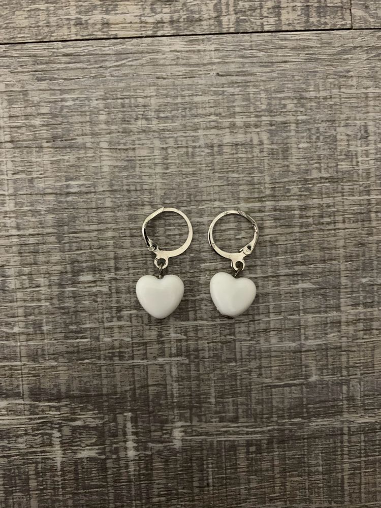 white heart earrings