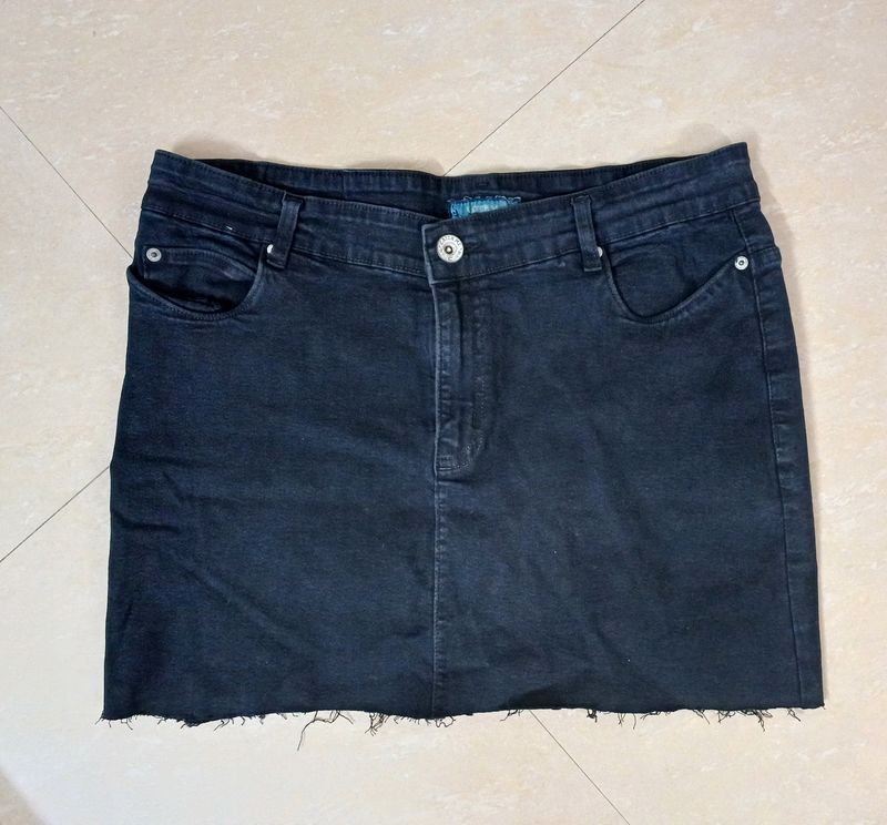 Black Denim Mini Skirt