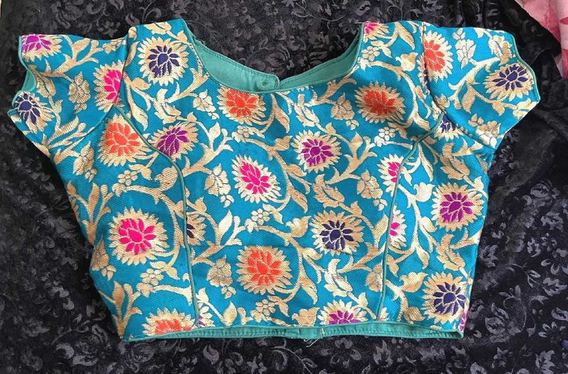 Green Brocade Flower Design Stitched Blouse