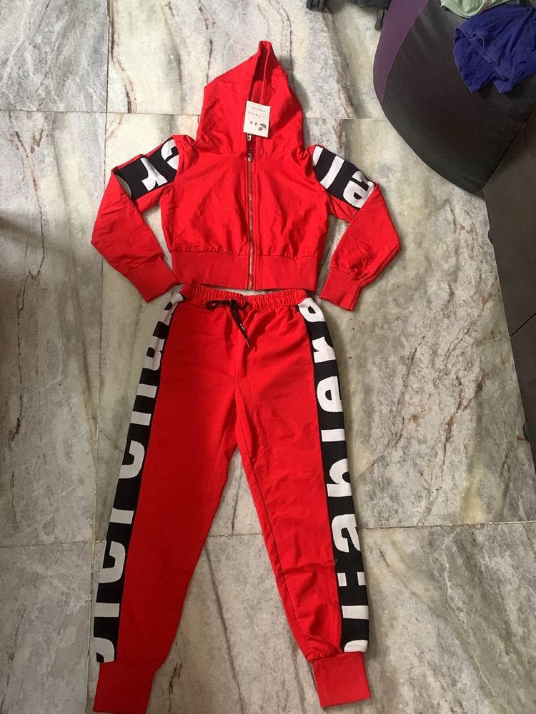 Hoodie type Cute Red Co-ord set