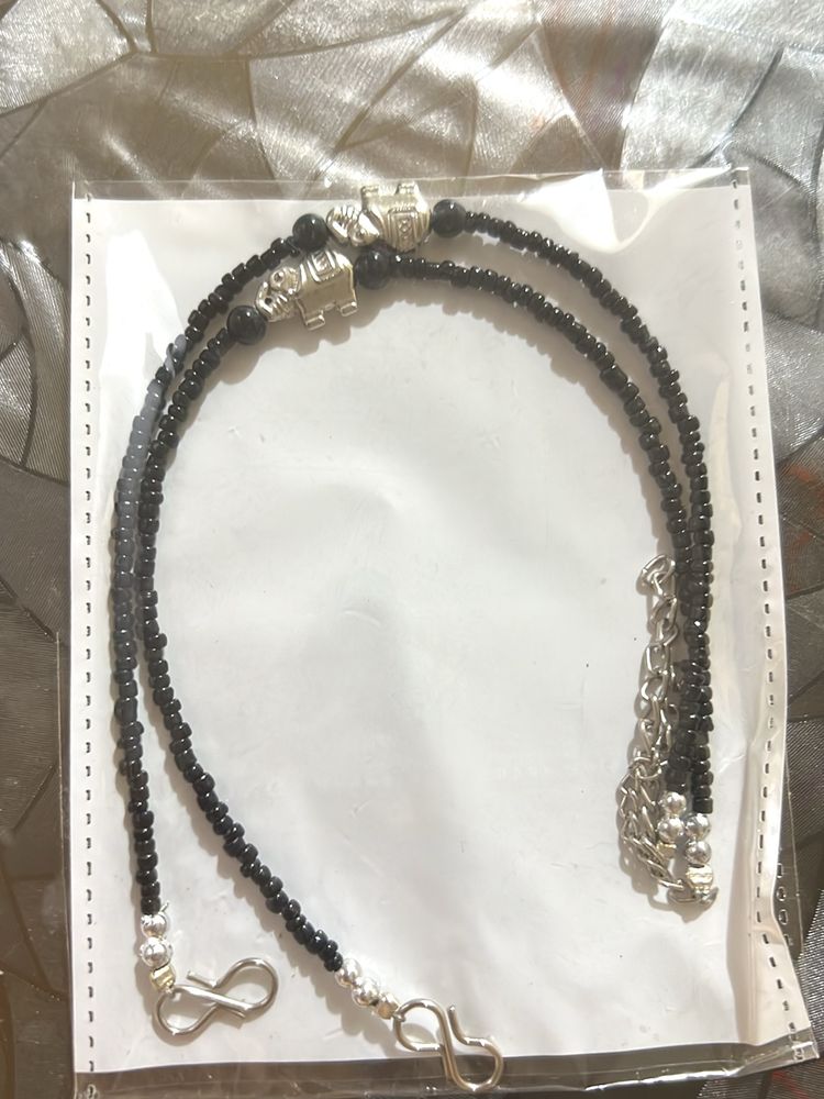 Black And Silver Anklet