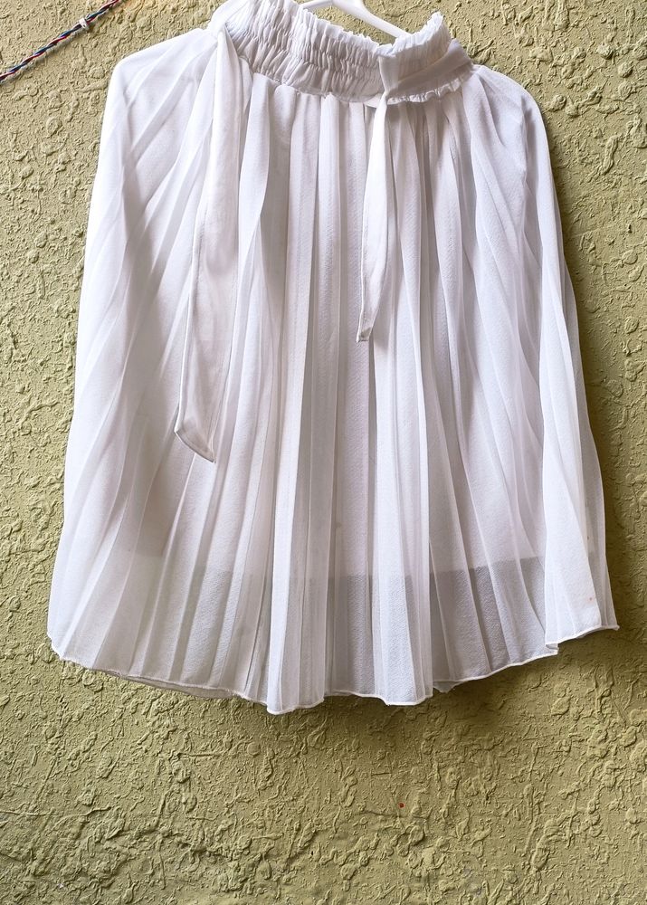 Pleated White Skirt