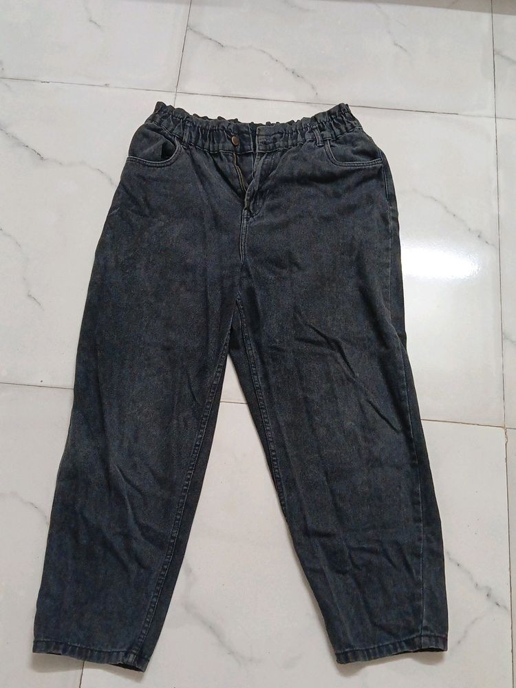 Charcoal Colour Mom Jeans