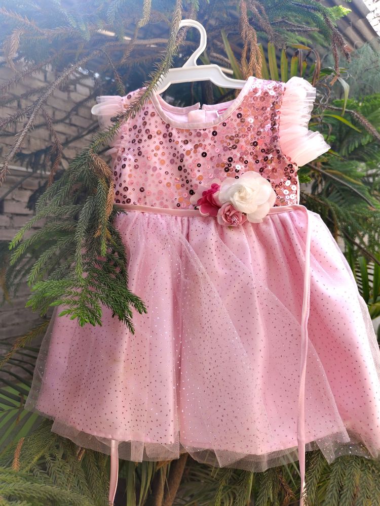 Babyhug Pink Party Wear Frock