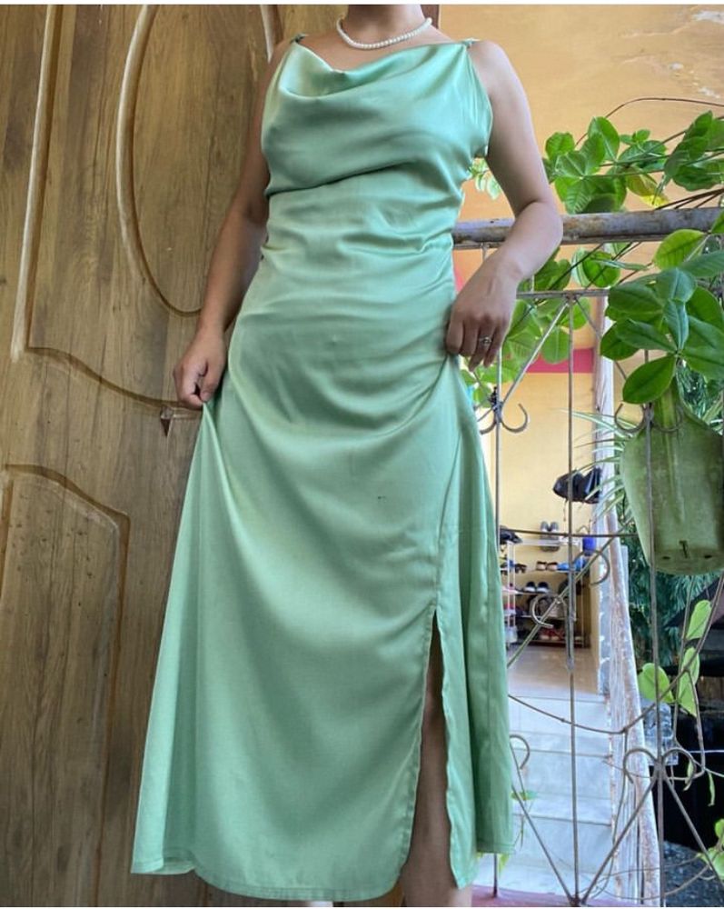 Green Satin Dress