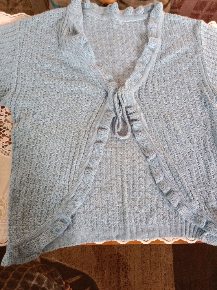 LIGHT BLUE FIRREL CARDIGAN