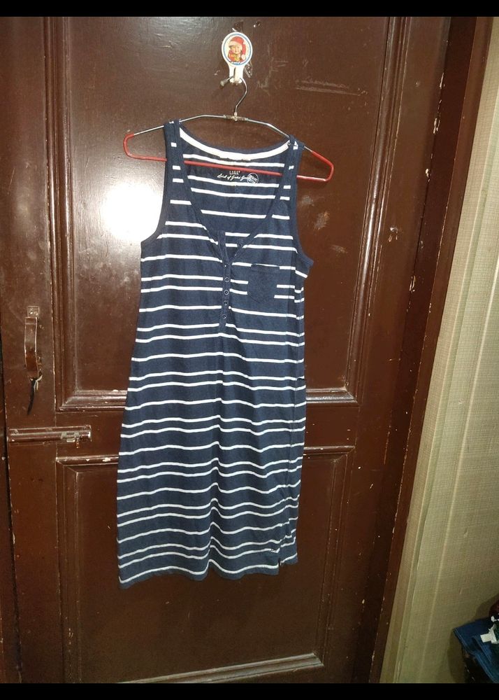 Women H And M Brand Dress Blue Stripped