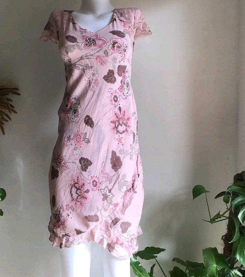 Pink Floral Dress Size:S/M