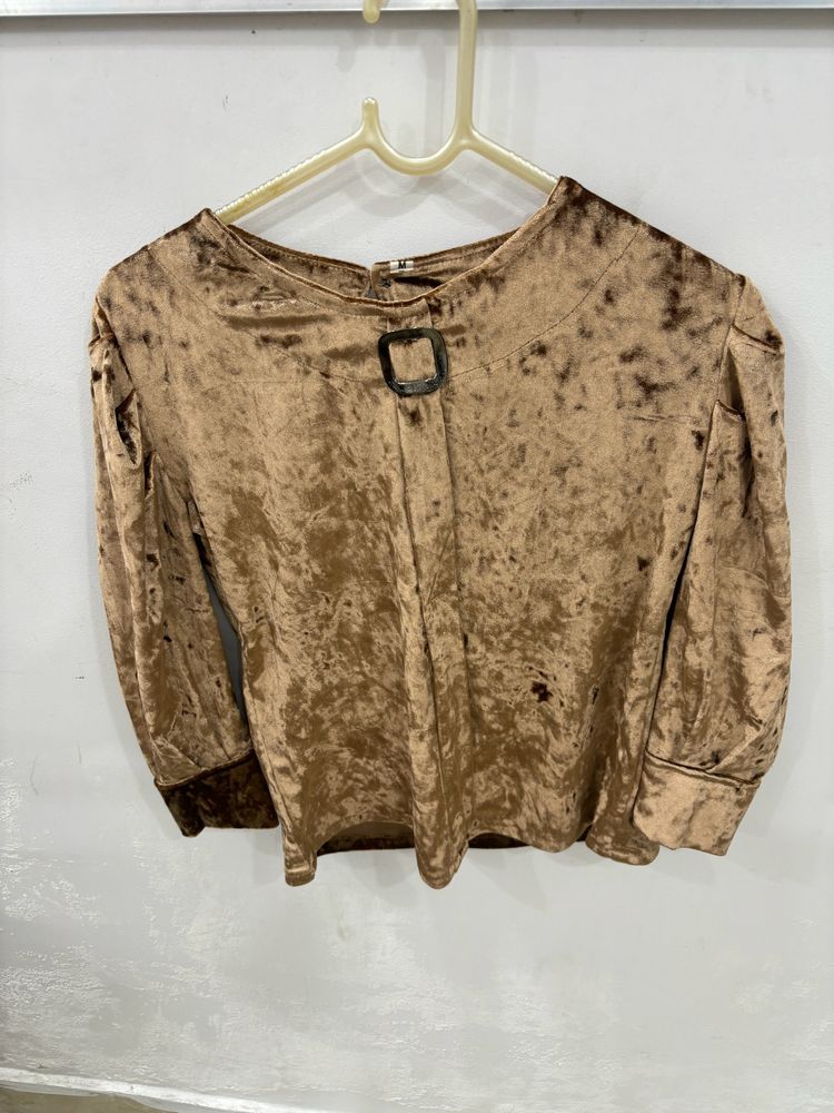 Brand New Velvet Never Worn Tan Color Top