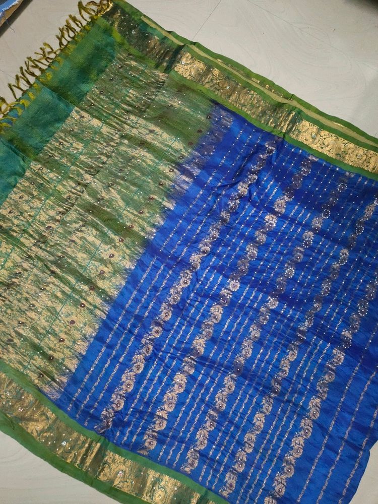 Blue Pure Kanchi Pattu Saree 💙💚