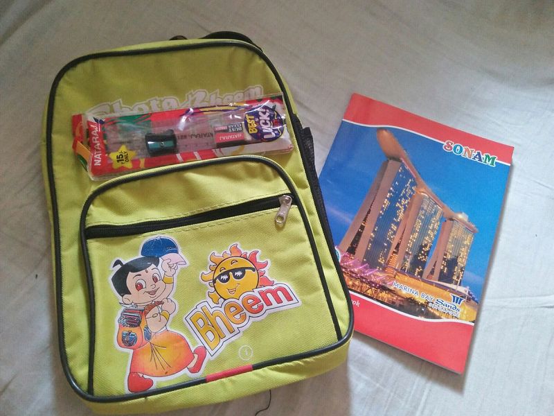 Bag Set- Kids School bag With Nataraj Kit And Note Book