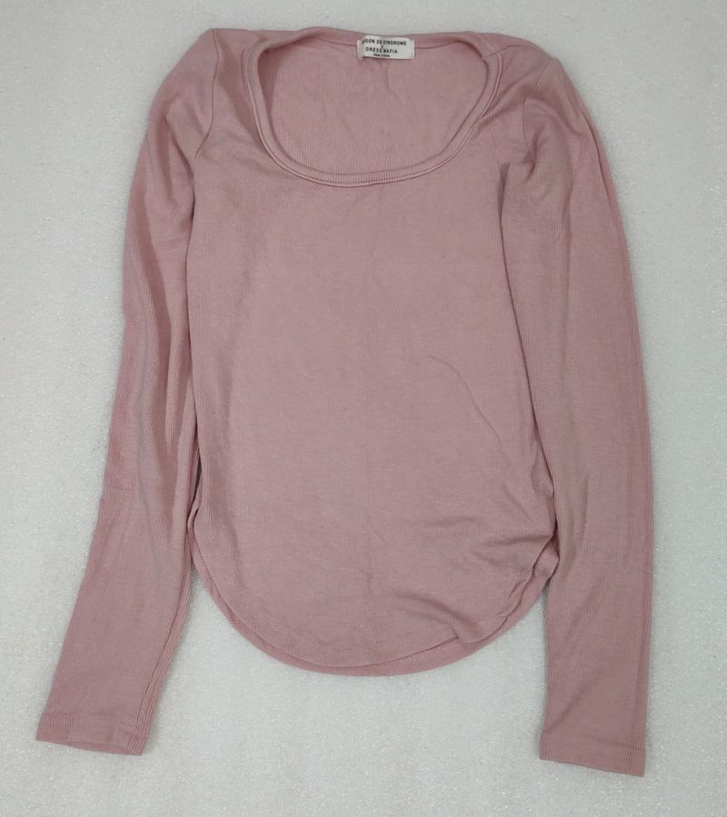 Basic Pink Full sleeved T Shirt Stretch