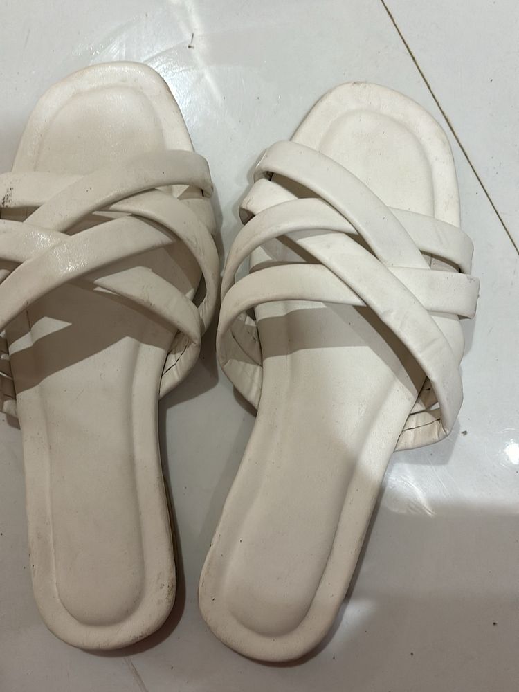 White Flats Sandals