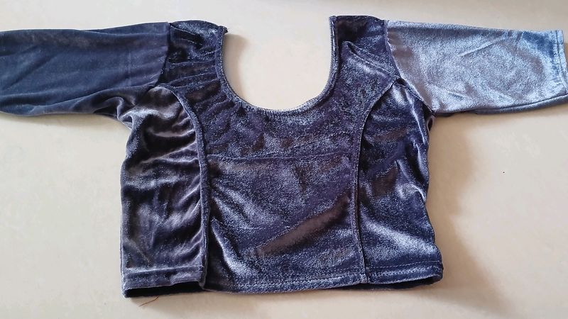 Soft Velvet Fabric Readymade Blouse Elbow Sleeves