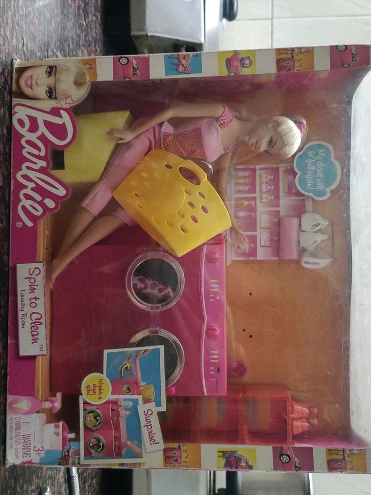 Barbie Speen To Clean Laundry Room Doll