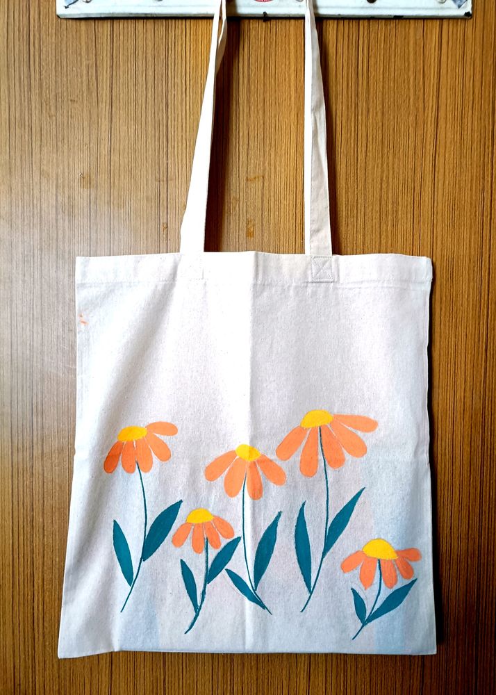 Hand-painted Floral Cloth Tote Bag