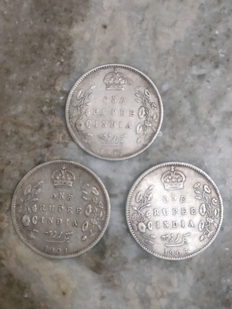 One Rupee Rare Silver Coin ( Pack Of 3 )