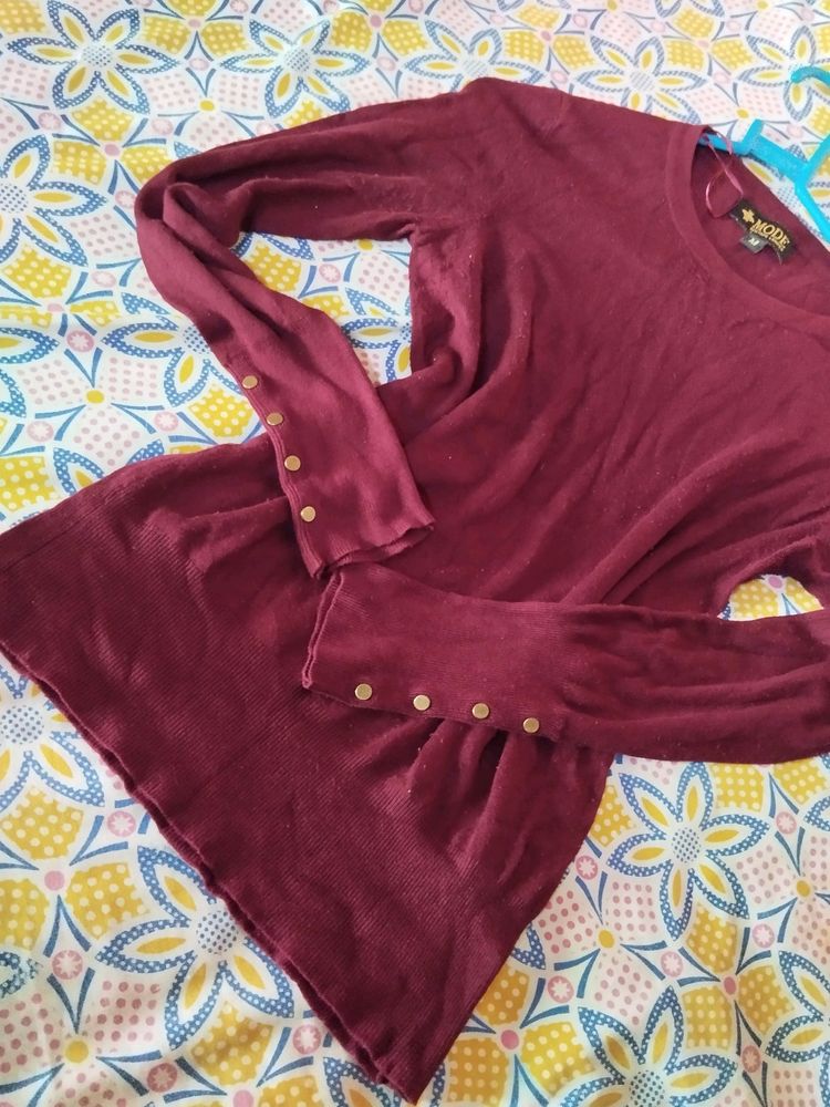 Mode Burgundy Sweater Top