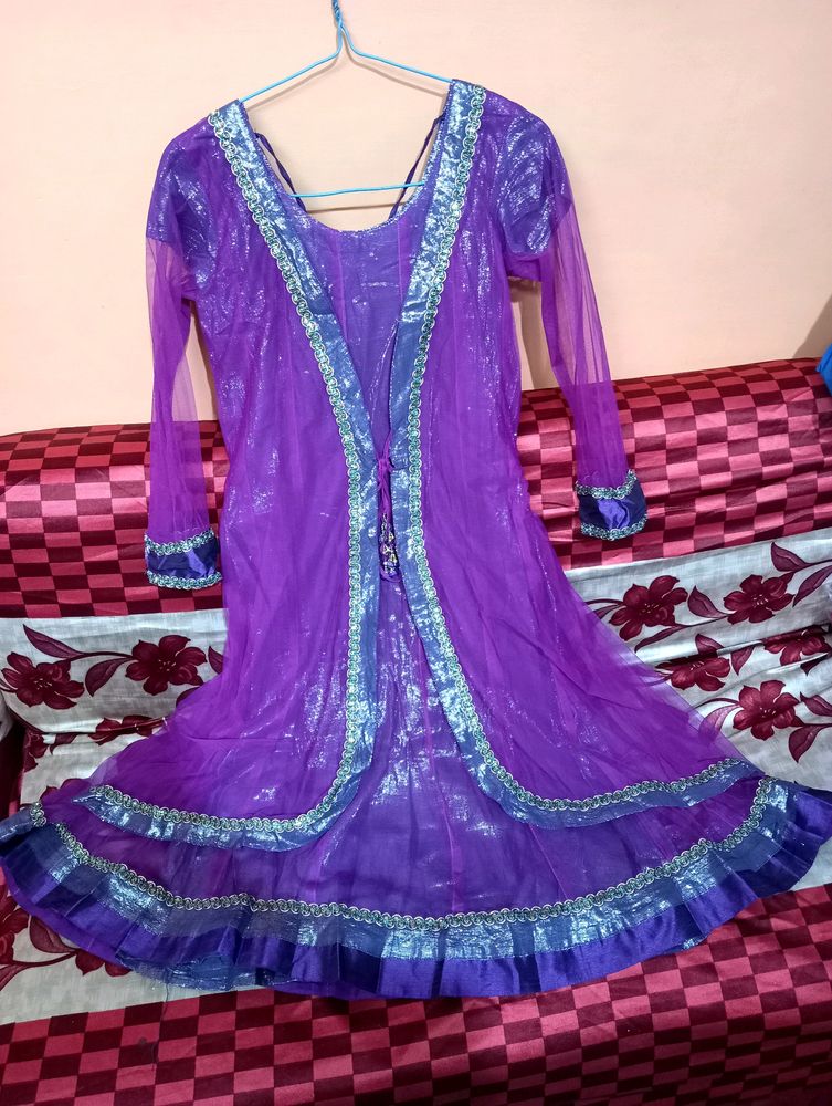 Ethnic Purple Net Frock