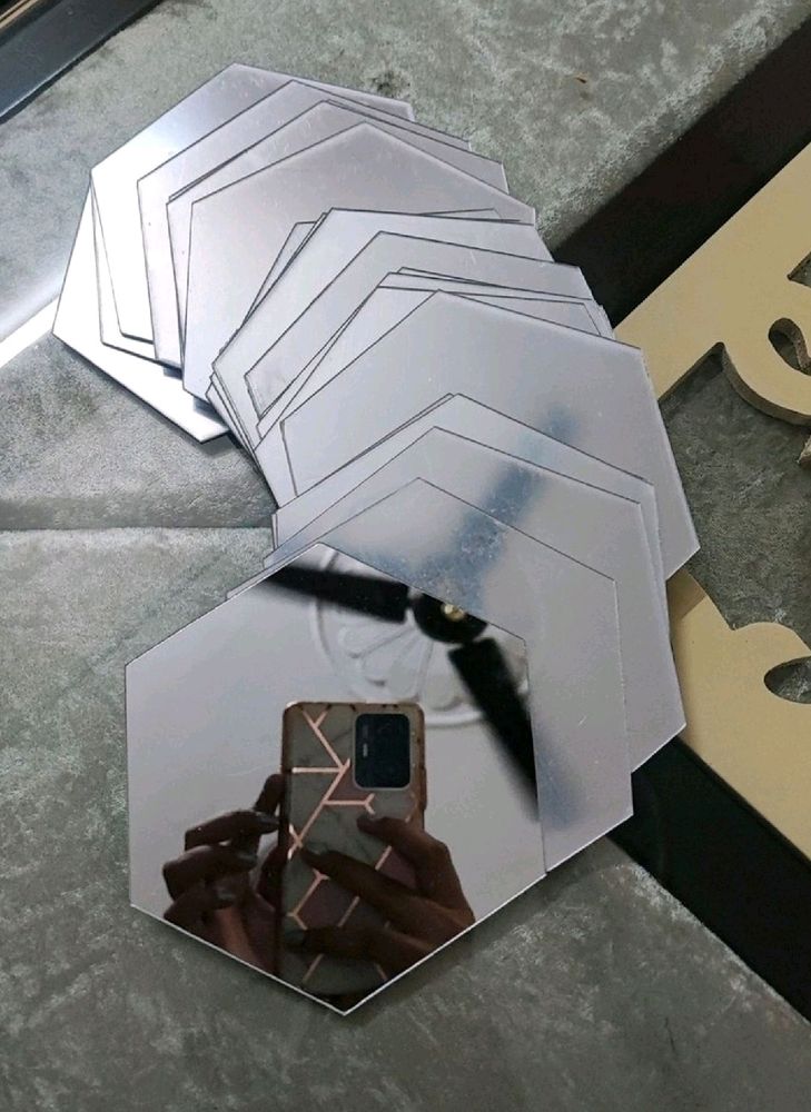 Hexagon Mirror Wall Stickers (20 Pack)