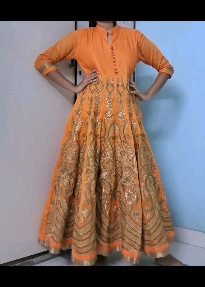 orange anarkali set for wedding festivals