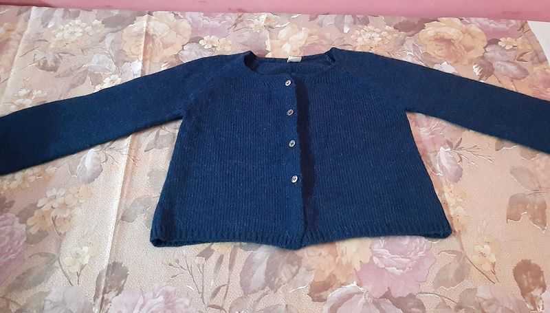 Classic Navy Blue Crop Cardigan