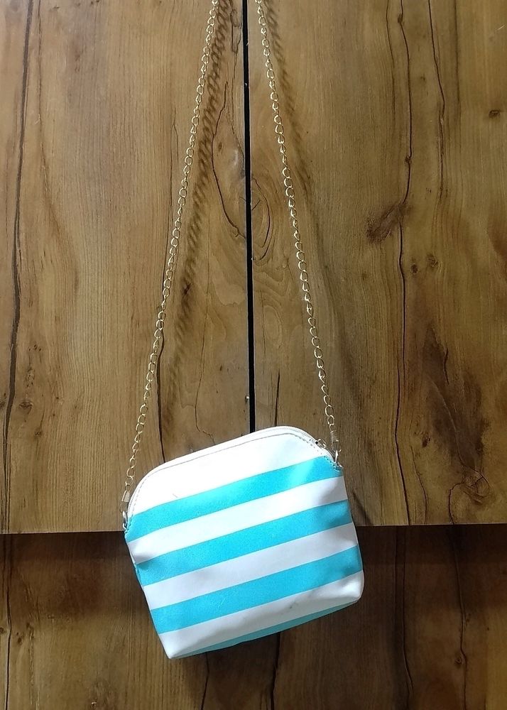 WHITE-SKY BLUE COLOUR SLING BAG FOR WOMEN