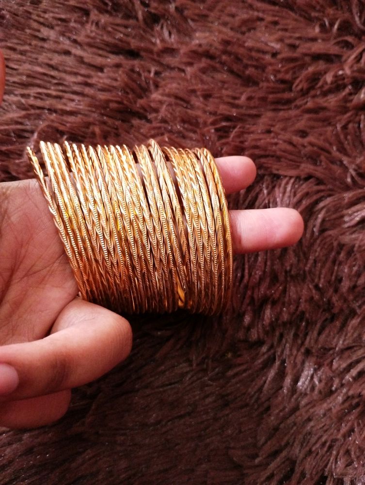 Golden Textured Metallic Bangles