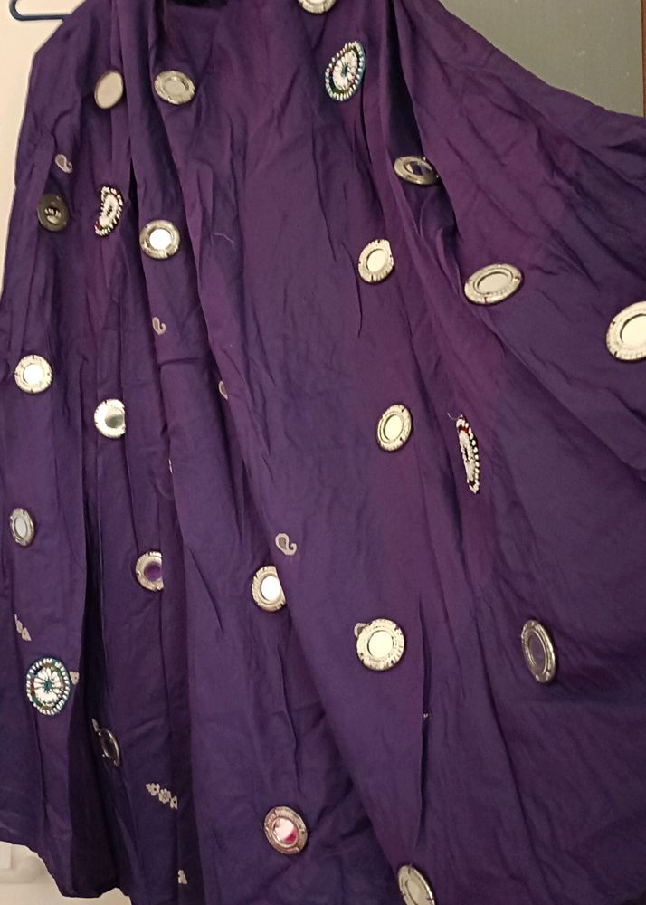 Purple Mirror Chaniyacholi With Western Blouse