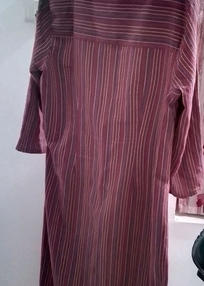 Elegant Maroon Striped Kurta by Anouk – Size XXL