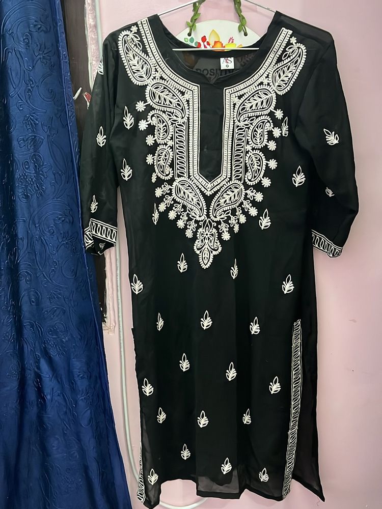 Chicken Kari Black Transparent Kurta