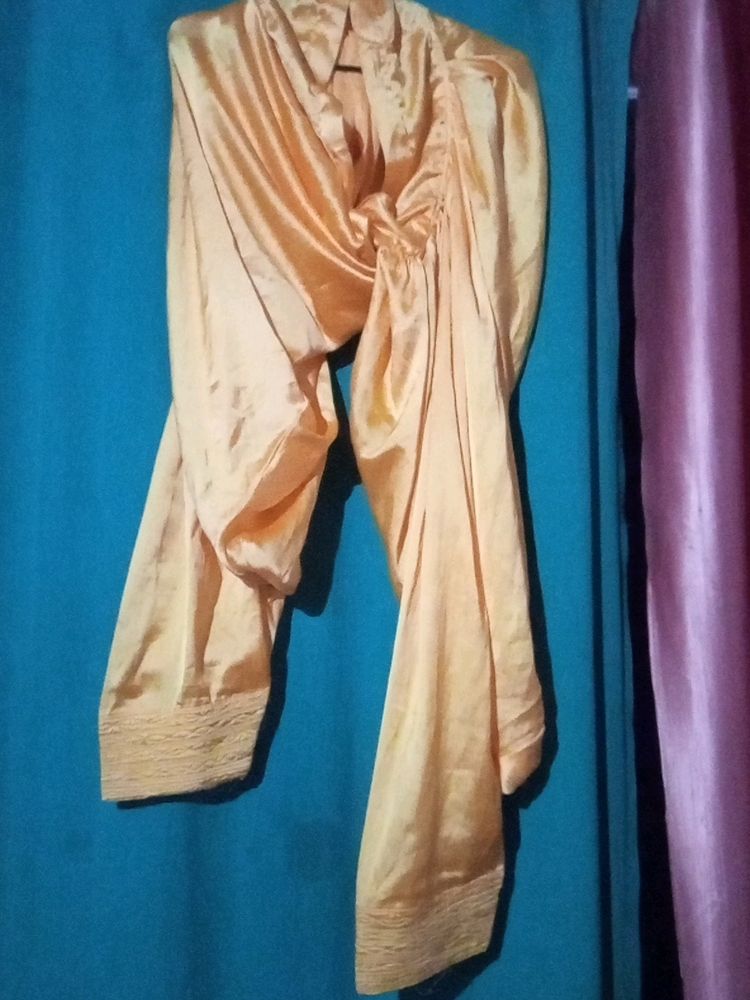 Yellow Satin Salwar Kameez XL