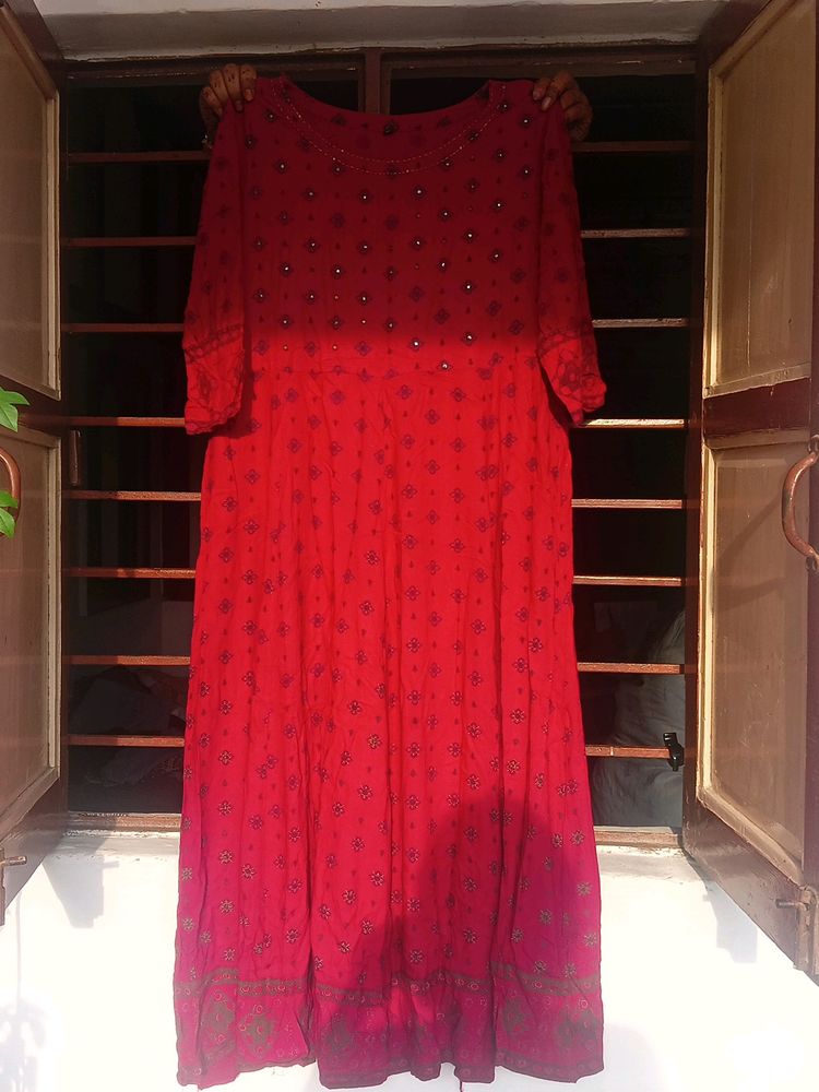 Maroon Flared Xxl Anarkali