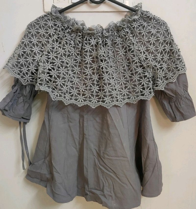 Grey Boxy Top