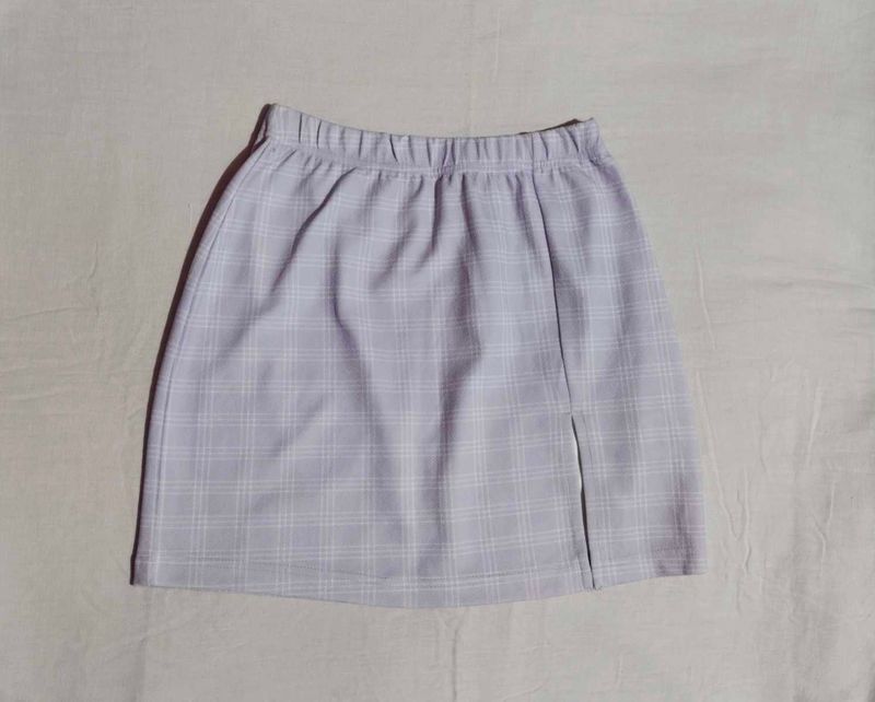 Berrylush Lavender Checked Roman Column Skirt