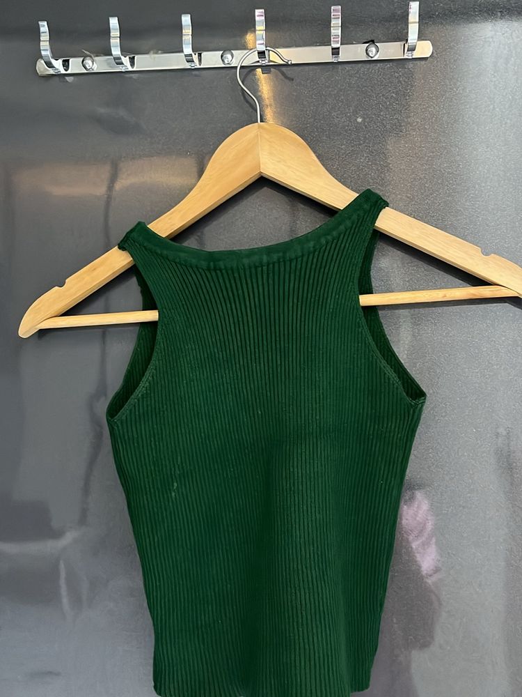 Dark Green Ribbed Tank Top