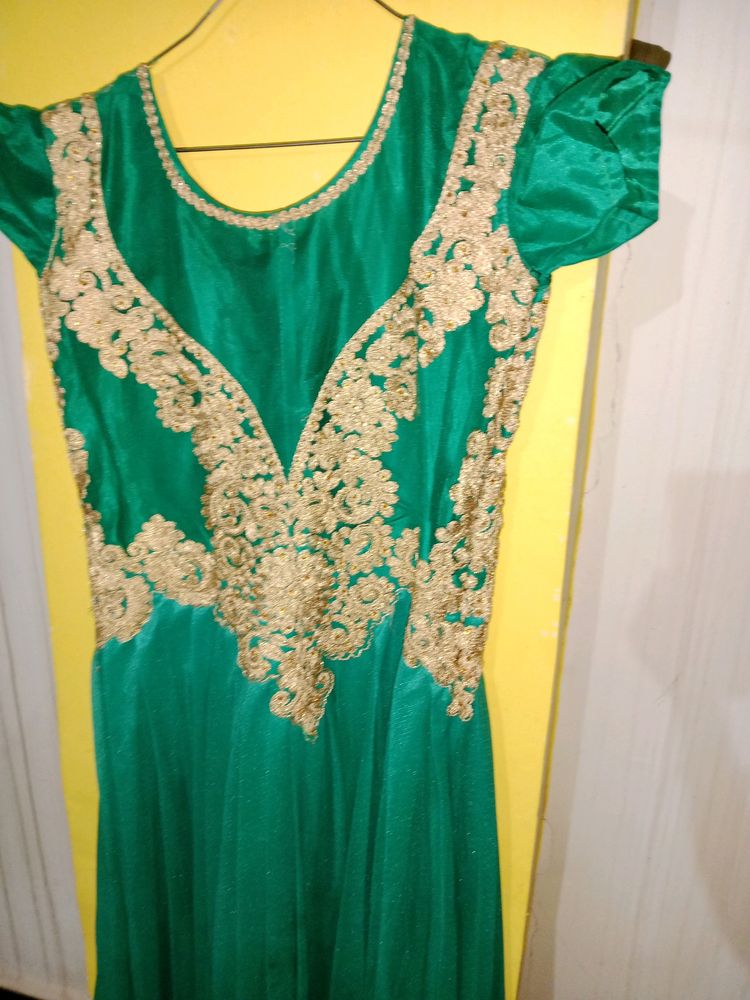 Festival Dress Like Smoothly Green Colour