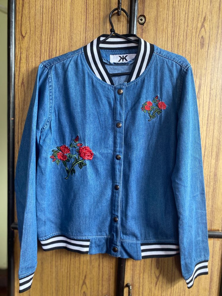 Floral Denim Jacket For Women