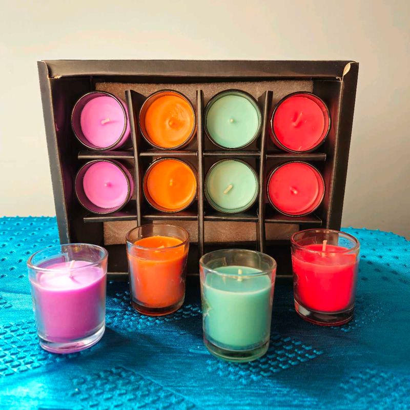 Set Of 12 Votive Scented Candle Glass