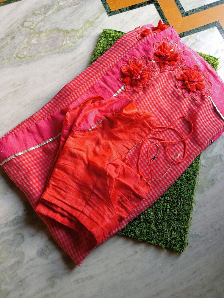 2 Time Used Saree With Stiched Blouge