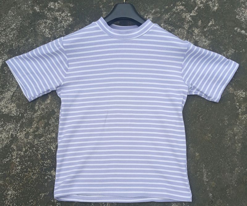 Lavender And White Stripped Top