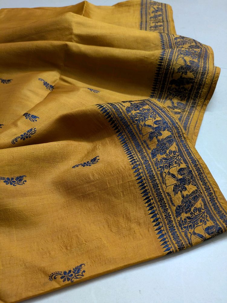 Mustard and black Handwoven baluchari