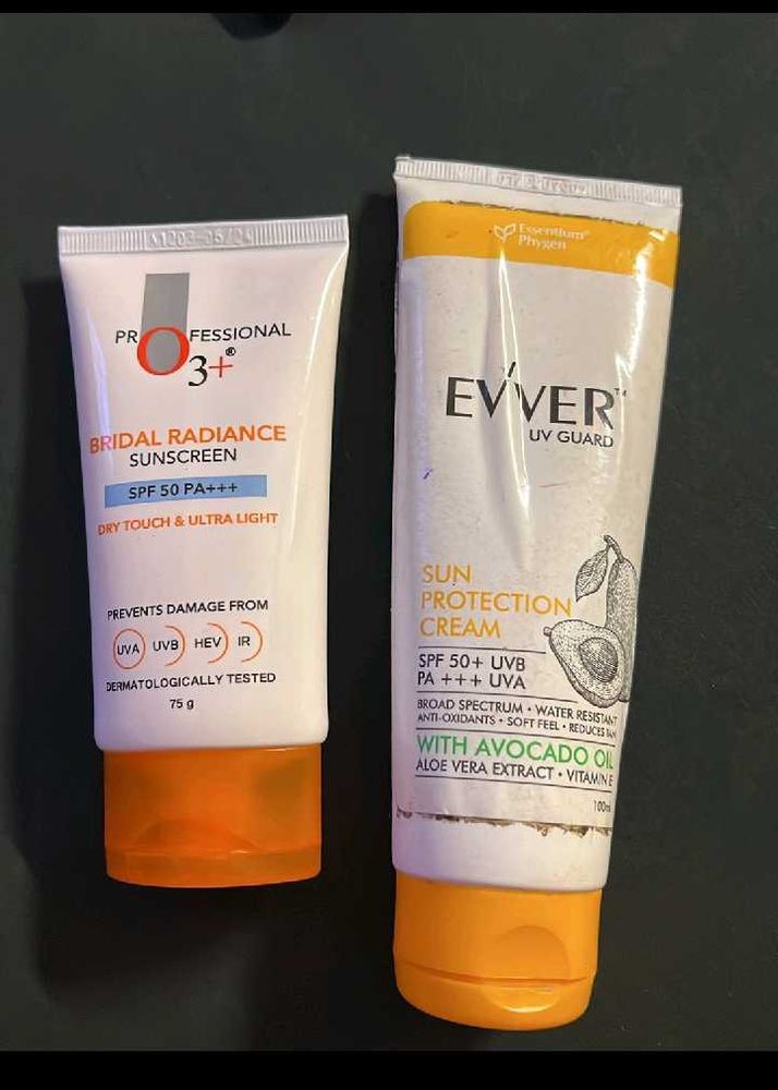 O2 Professional And Evergloe Sunscreen