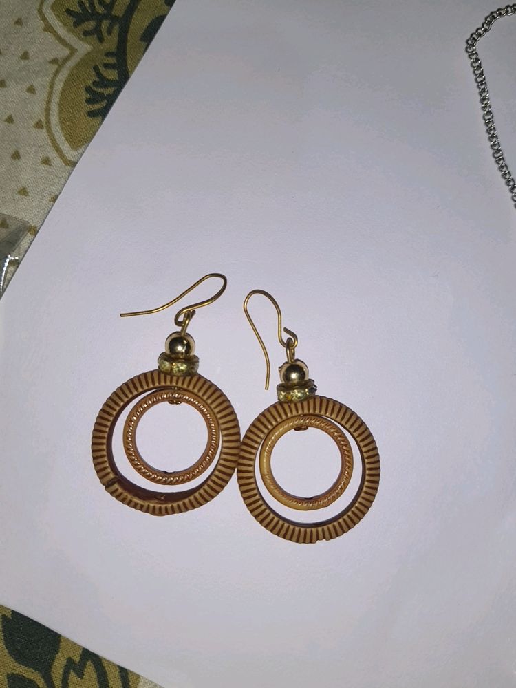 Wooden Finish Earring Dangling