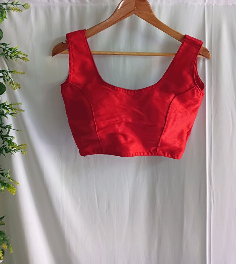 Sleeveless Designer Red Blouse