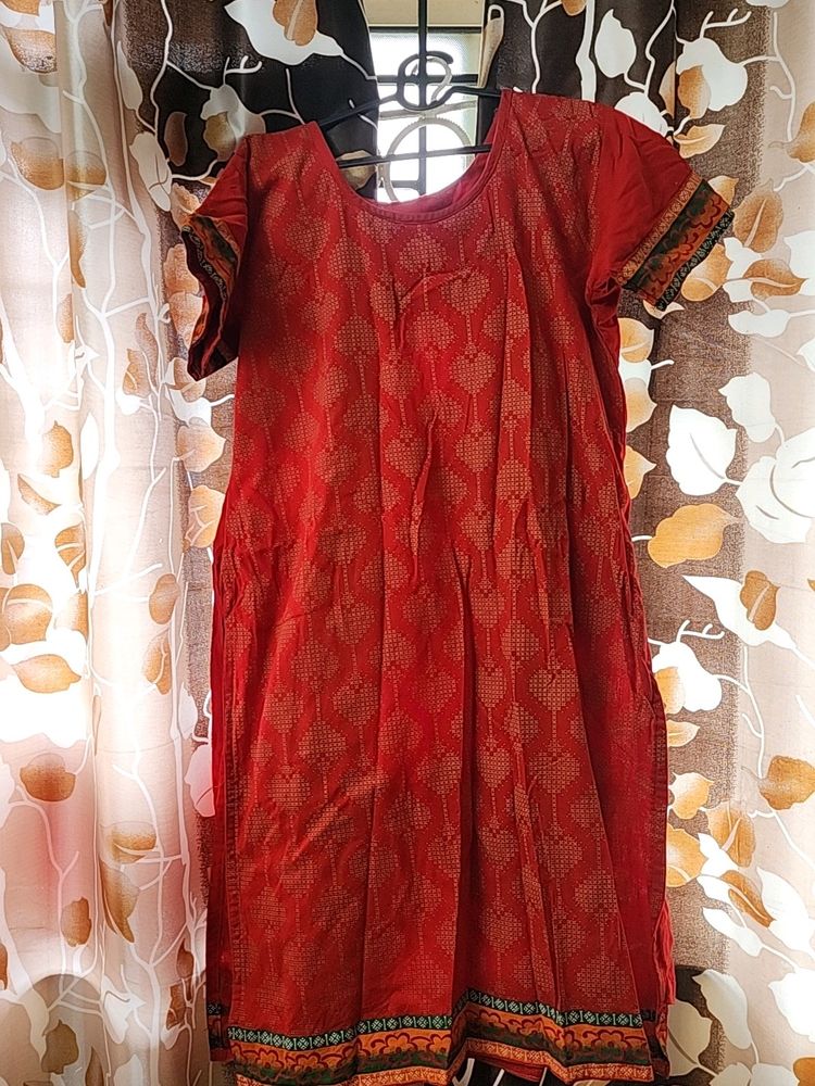 A line Stitched Red Kurti