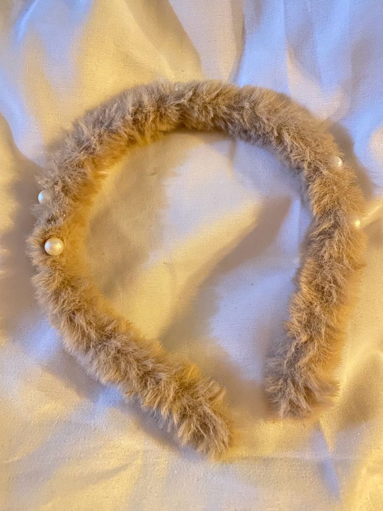 Beaded Pearl Aesthetic Fur Headband belt