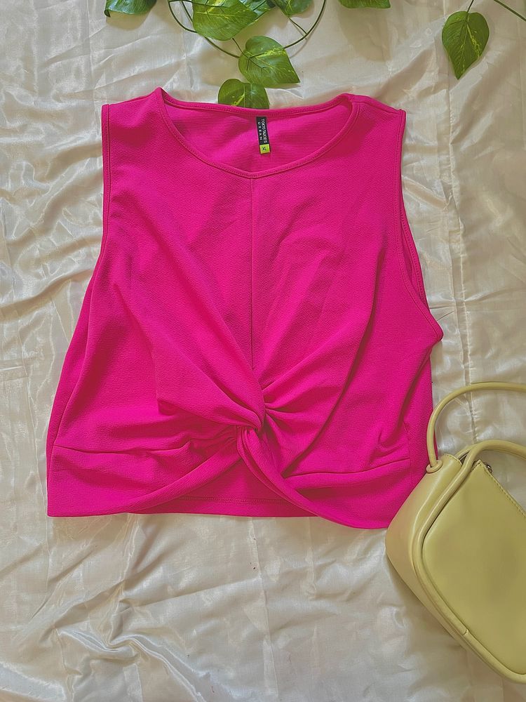 Pink Knotted Crop Top