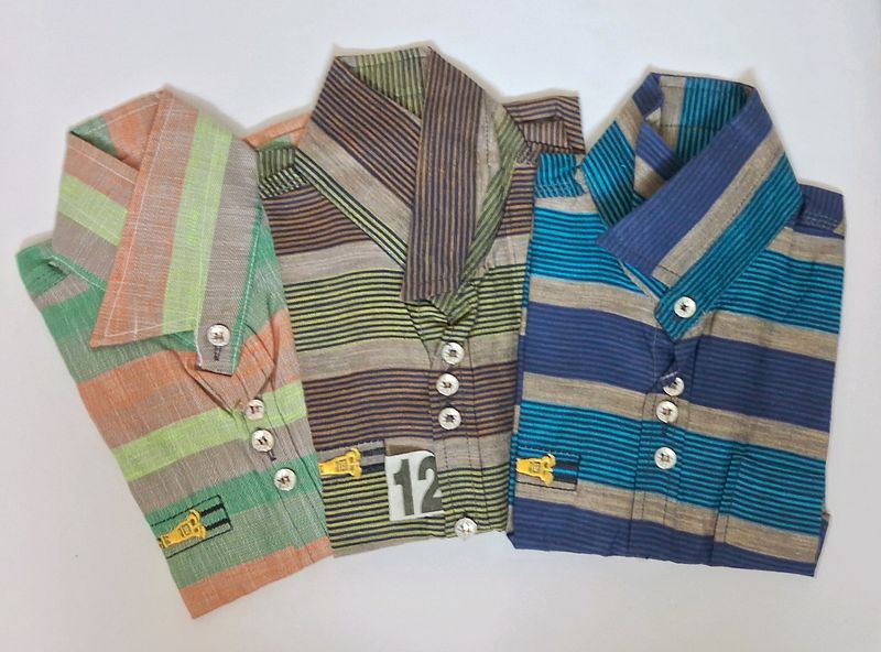 Boys Cotton Shirts Half Hand For 5-6 Yrs Set Of 2