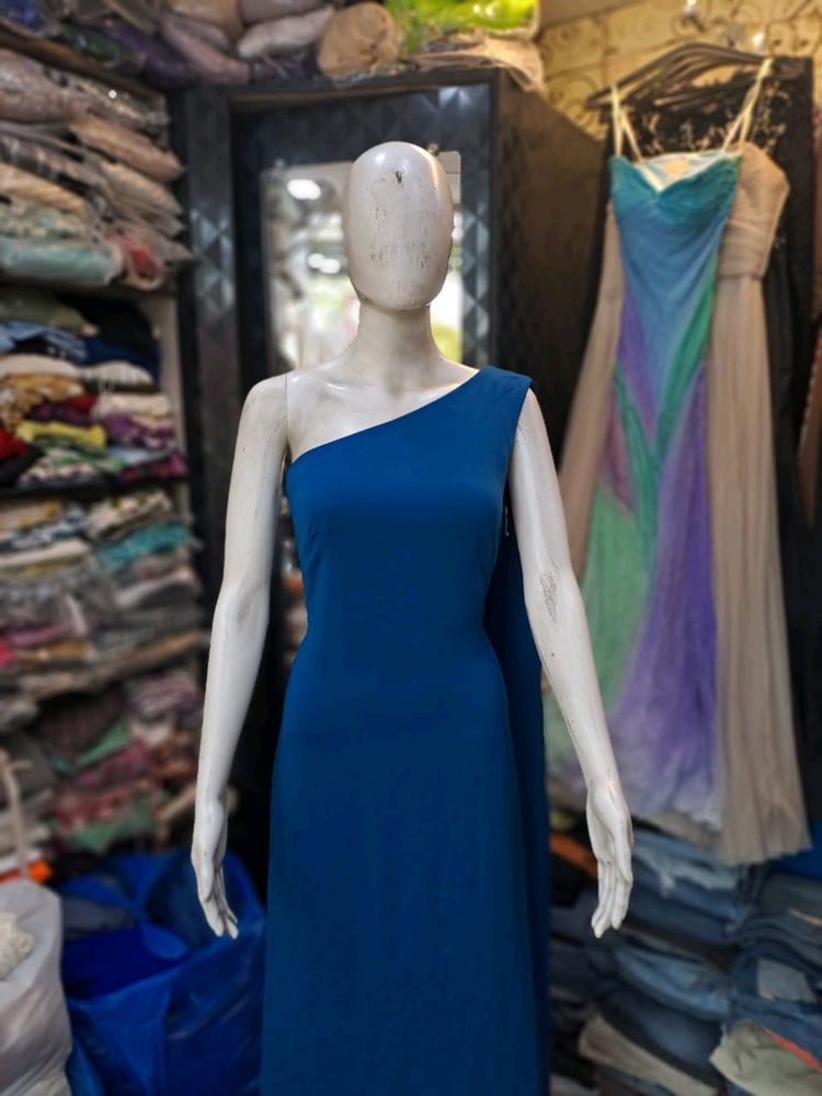 Blue One Shoulder Gown